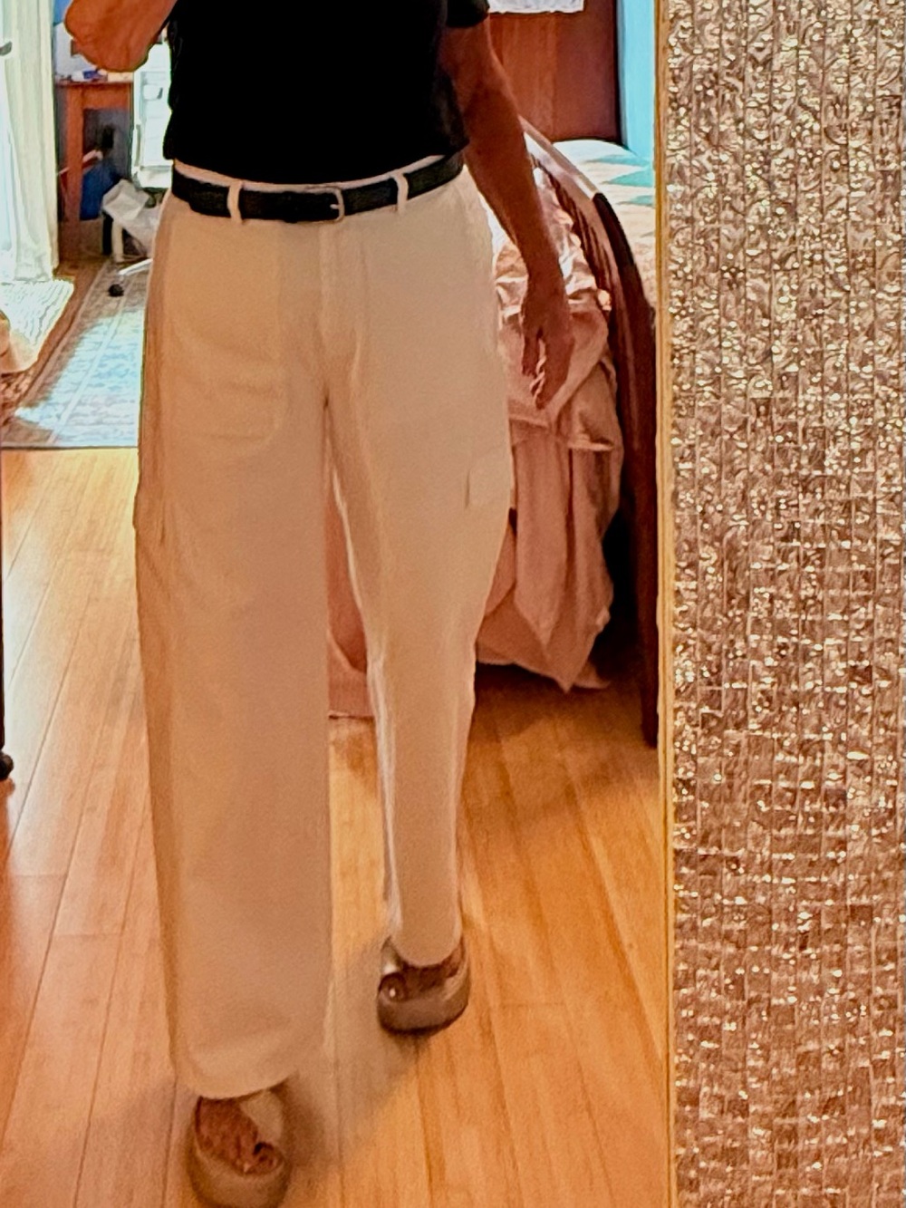 Eileen Fisher Cream Organic Cotton Wide-Leg Cargo Pants size 20 or 2X